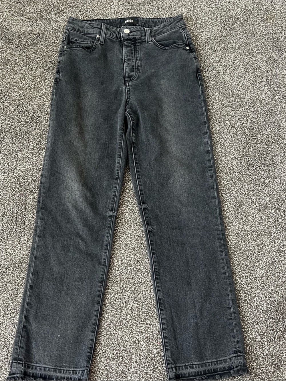 PAIGE Sarah Straight Ankle Raw Hem Jeans